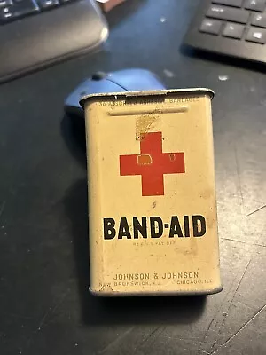 Vintage Band Aid Tin Johnson & Johnson Waterproof Red Cross  • $25