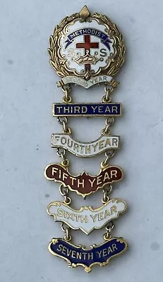 Methodist Church Annual Sunday School Pin Up To 7th Year 1/20 10K Gold Filled • $29.95