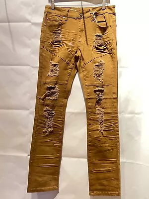 BEST! New Argonaut Nations Men’s Ripped Urban Stretch Skinny Jeans-Wheat • $29.99