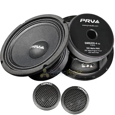 6MB200-4 V2 Mid Bass Speaker 2 Pack With TPT-ST1 1  Dome Tweeter PRV Audio Combo • $69.95