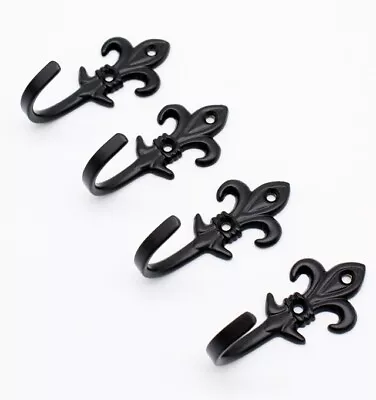 £4.95 • Buy 2 X PAIR Black Fleur De Lys Tie Back Hooks For Curtain Tiebacks.