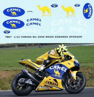 1/12 Valentino Rossi Yamaha M1 2006 Camel Bike Figure Decals Tb Decal Tbd7 • £12.36