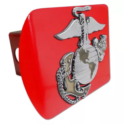 Marine Corps Red Metal Hitch Cover Ega Gold  Chrome Emblem Made In Usa  • $79.99