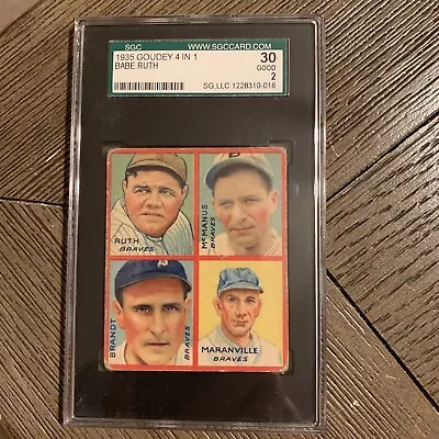 1935 Goudey 4 In 1 Babe Ruth SGC 30 • $3175