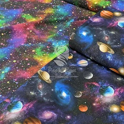 £10.99 • Buy Space Theme Galaxy Planets Stars Kids100% COTTON Fabric - Extra Wide 142cm