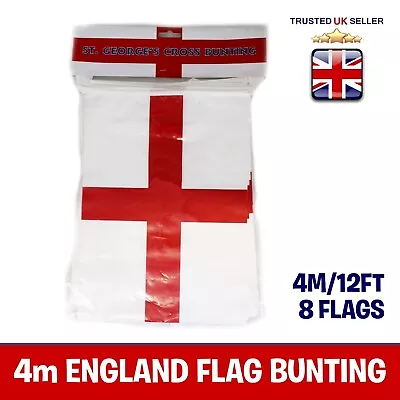 4m St George White Red 8 Flag Bunting Jubilee Street Garden Party England 12ft • £5.99