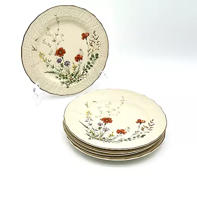 Mikasa Margaux Salad Dessert Plates Garden Flowers Basket Gold Rim Set Of 5 MINT • $41.99