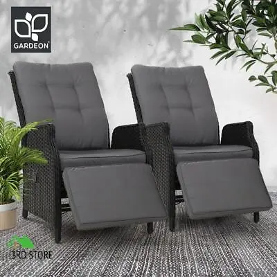 $448.20 • Buy Gardeon Recliner Chairs Sun Lounge Outdoor Furniture Setting Patio Wicker Sofa B