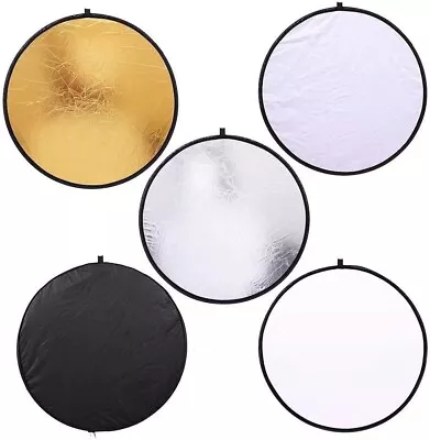 5 In 1 Round Studio Light Reflector Collapsible Diffuser And Case Set • £8