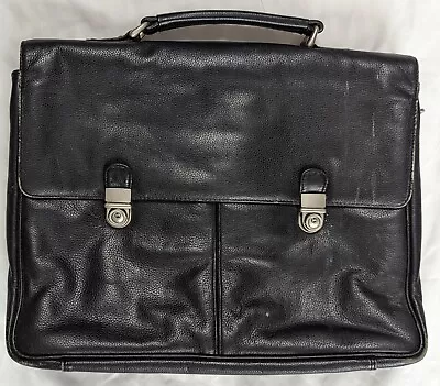 Wilsons Genuine Leather Briefcase Black Laptop Messenger Document Commuter Bag • $12