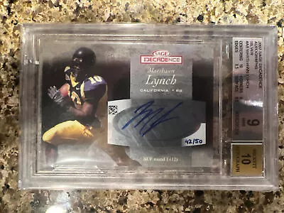 Marshawn Lynch Autographed 2007 Sage Decadence Silver BSG 9 MT 10 Auto #42/50 • $400