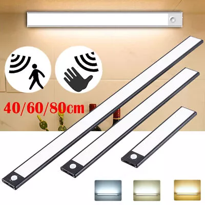 Wireless LED PIR Motion Sensor Lights Strip Cabinet Closet Lamp USB Rechargeable • £8.49