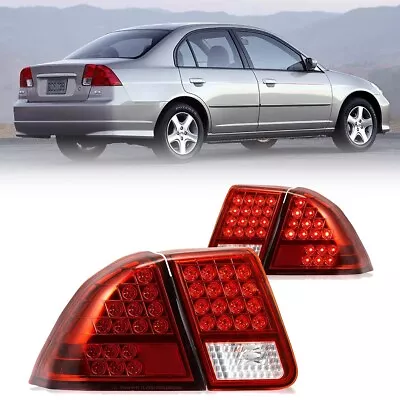 For 2001 2002 2003 2004 2005 Honda Civic Sedan Red Lens Tail Lights Brake Lamps • $138.99