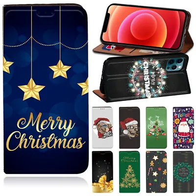 Christmas Leather Stand Wallet Cover Case For Apple IPhone XR/SE/6/7/8/11/12/Pro • £4.99