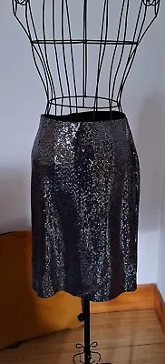 M&S Silver Shimmery Sequin Skirt 14 BNWT • £14.95