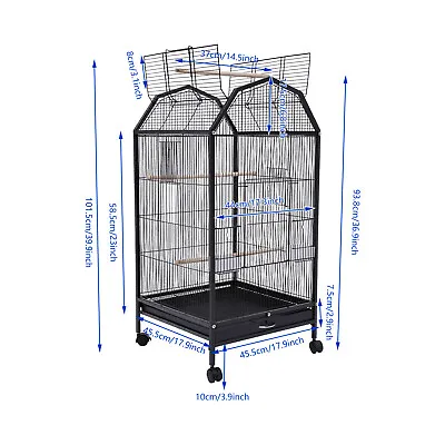 39.9  Large Bird Pet Cage Large Play Top Parrot Finch Cage Macaw Cockatoo 5 Door • $69.42