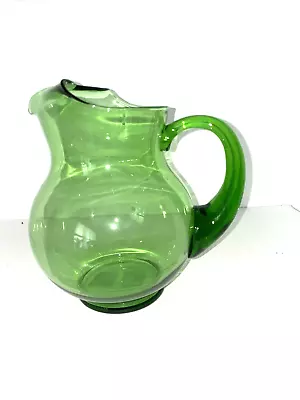 Mexican Hand Blown Emeral Green Art Glass Pitcher Margarita • $19.89