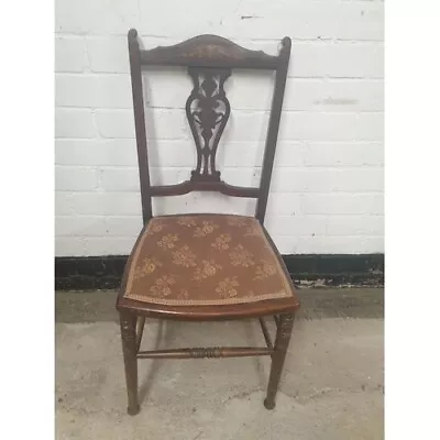 Antique Edwardian Inlaid Mahogany Shield Back Bedroom Chair (Can Deliver) • £39.95