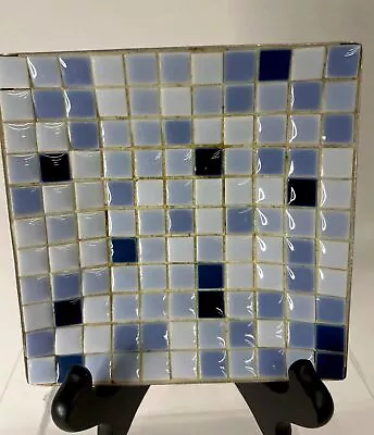 Vintage 1960s Mosaic Tile 5  Square Ashtray Or Trinket Dish MCM Cobalt Blue • $16.99