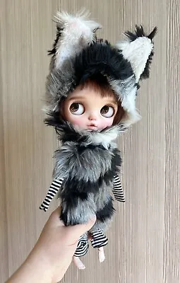 Blythe Doll Clothes —— Black & White Cat Costume (OOAK) • $57.79