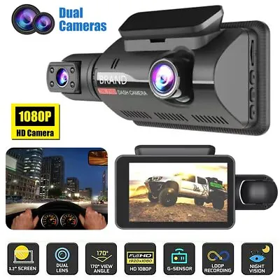 $46.91 • Buy HD Dual Lens Car DVR Dash Cam Front And Rear Mirror Camera Video Recorder