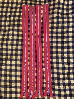 4 Lot Vintage New 15” Talon Red Separating Metal Zipper Cotton HBT NOS Open End • $4