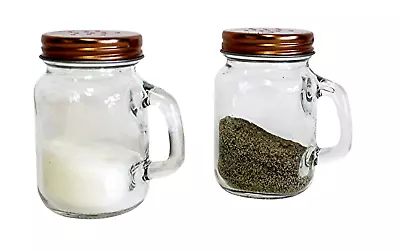 Salt And Pepper Shaker Set Mason Jar (Clear Glass) Vintage Inspired Design • $10.99