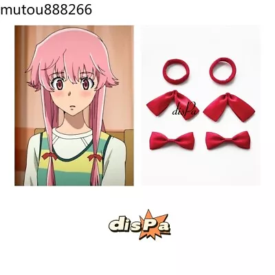 Mirai Nikki Gasai Yuno Cosplay Headwear Hair Accessories Red Bow Hair Rope Prop • $21.99