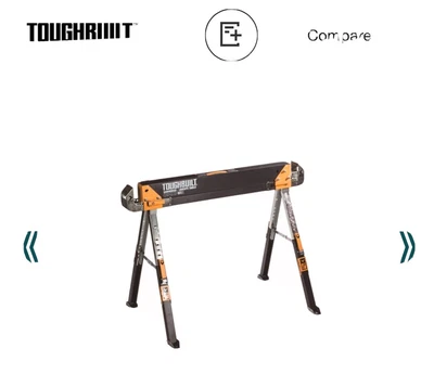 $100 • Buy 1-Pack Toughbuilt Steel Folding Portable Saw Horse Heavy-Duty Adjustable C500 US