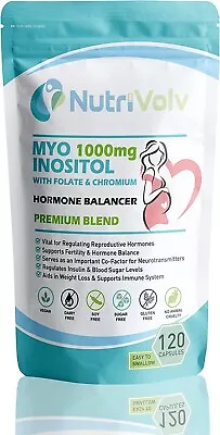 Myo Inositol 1000mg With Folate & Chromium Supplements For Female Support...  • £15.20