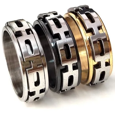 30pcs Unique Design Rotating Men Women Ring  8mm Stainless Steel Spinner Ring • $24.99