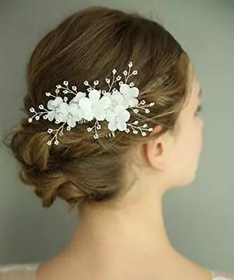 Bridal Wedding Flower Headpiece Hair Comb Vintage Hair Comb Crystals Rhinesto... • $17.25