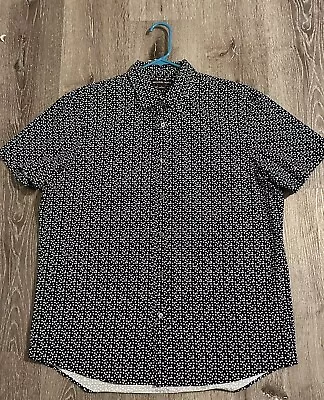 Michael Kors Shirt Mens L Large Cotton Collared Button Up Classic Fit Polka Dot • $16.96