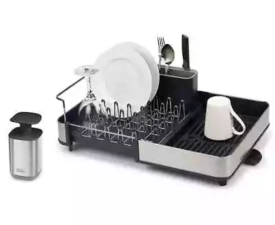 Extendable Steel Dish Rack With Bonus Soap Dispenser Kitchenware Organiser Set • $72.99