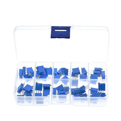 10 Value 3296 Multiturn Variable Resistor Trimmer Potentiometer Kits 50PCS +Case • $11.29