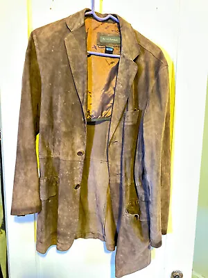 Vintage Banana Republic Brown Suede Blazer Jacket Size Medium 100% Leather • $32.49