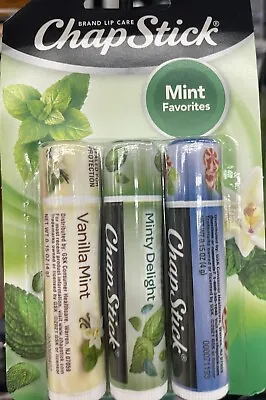 CHAPSTICK MINT FAVORITES 3Pk Vanilla Mint Minty Delight Peppermint Collection • $9.50