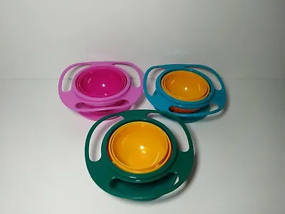 Useful 360 Degree Rotating Gyro-Bowl Children No Spill Bowl Baby Balance W/ Lid • $9.99