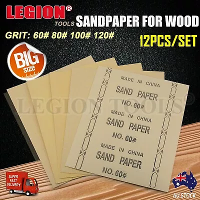 Sandpaper For Wood Sanding Paper Abrasive Sheet 60 80 100 120 Grit Mixed  • $8.90