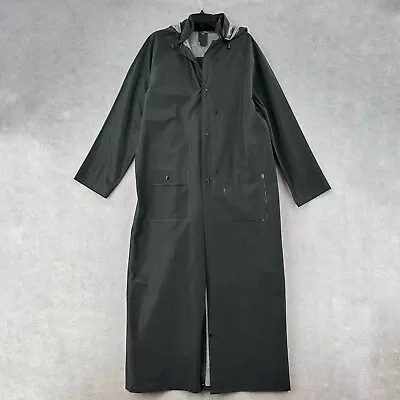 Vintage 2W Rubber Long Charcoal Gray Raincoat Mens SMALL Straight Full Length • $59.99