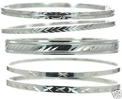Steel By Design Set Of 5 Diamond Cut Bangles Bracelet • $29.99
