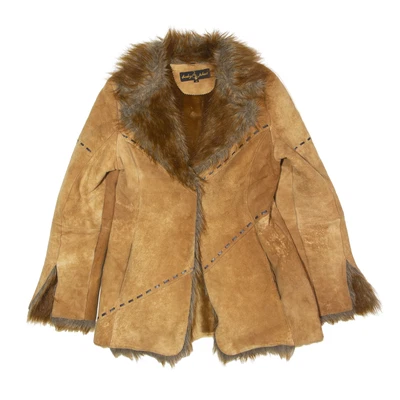 £42.99 • Buy Vintage BABY PHAT Faux Fur Lined Leather Jacket Brown 80s Womens M