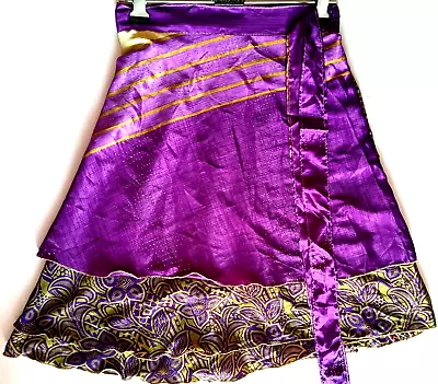 Vintage Sari Magic Wrap Skirts Multicolor Bohemian Hippie Skirt Mini Skirt • $19.40