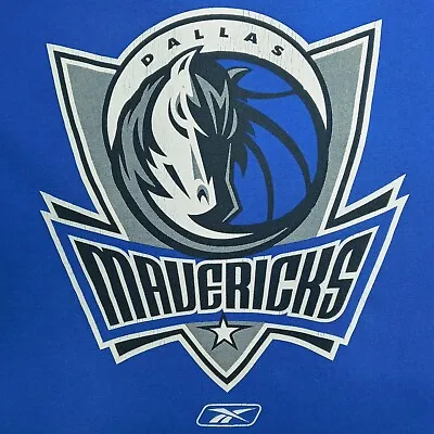 Reebok T Shirt XXL 2XL Dallas Mavericks Basketball Team Logo Blue Heavy Duty Top • $14.49