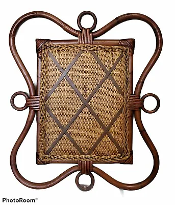 Vintage Boho Chic Memory/Memo Board Natural Bamboo & Wicker Jute Leather Straps • $49.45