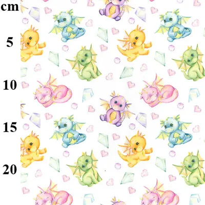 100% Cotton Fabric Rose And Hubble Baby Dragon Gem Cute Hearts  60  Wide • £4.55