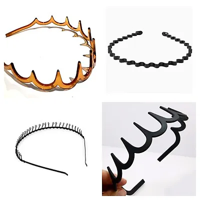 Plastic & Wire Alice Hairband Sports Ladies Mens Toothed Zig Zag Brown Black • £1.99