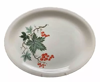 Homer Laughlin PLATTER Debutante USA Oval Berries Leaves 1950 Vintage MCM • $21.99