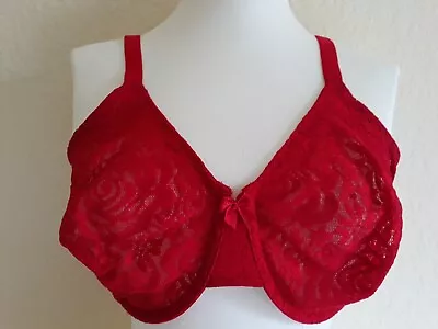 Wacoal Red 36DD #851205 Halo Lace Embrace U/W Soft Cup Stretch Bra Racer Option • $12.50