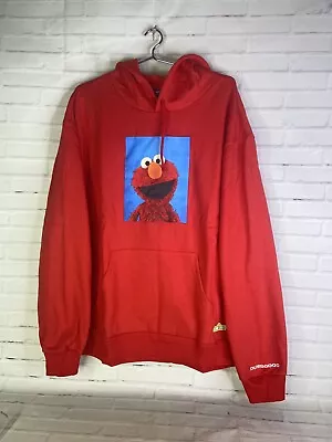 Dumbgood Sesame Street Elmo Logo Red Knit Pullover Hoodie Sweatshirt Mens Size L • $71.99